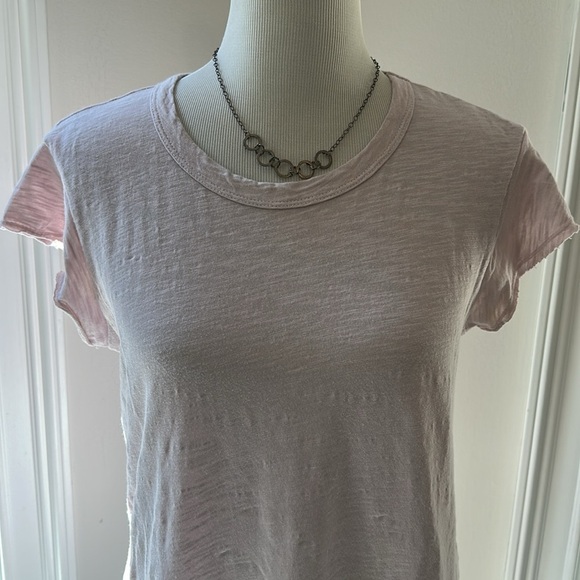 WILT 100% Cotton Hi-Lo Ruffle Cap Sleeve Tee, Lilac Pink, Small, Like New - Picture 2 of 8